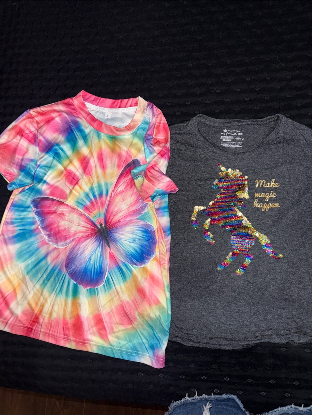 Girls Tie-Dye Butterfly Short Sleeve Tee - Pink/Multi